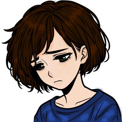 realistic depressed girl with short hair