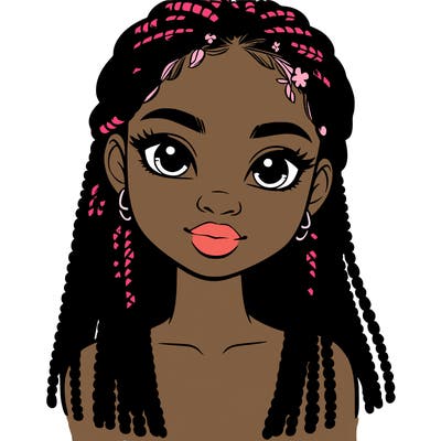 a realistic black girl with braids