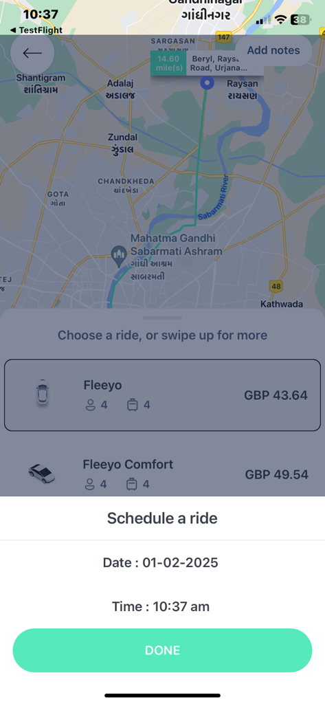 Fleeyo: Taxi, Transfers & Ride - 가격 예측 및 차량 유형이 있는 택시 예약 일정 조정을 위한 Fleeyo 앱 화면