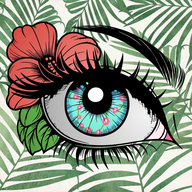 realistic eye with flower