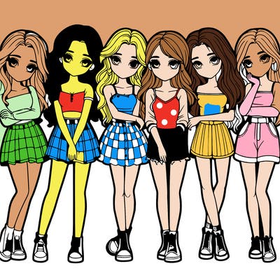 a group of girls realistic