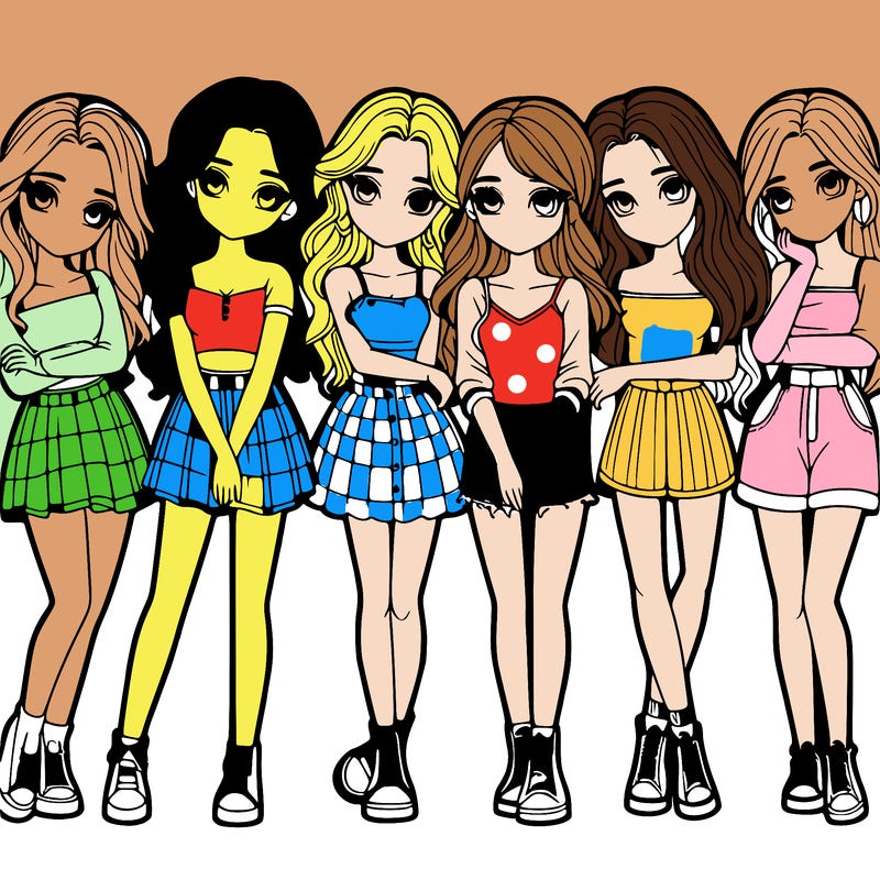 a group of girls realistic