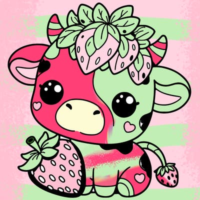 cute strawberry cow
