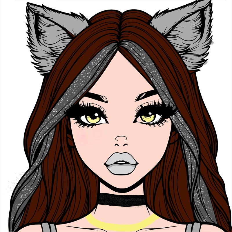 realistic girl with fox ears and realistic lips