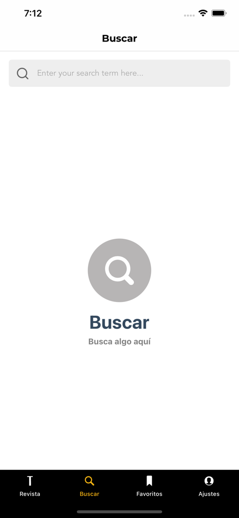 Conde Nast Traveler España - Search screen of the Conde Nast Traveler España mobile app showing a search bar and bottom navigation menu.