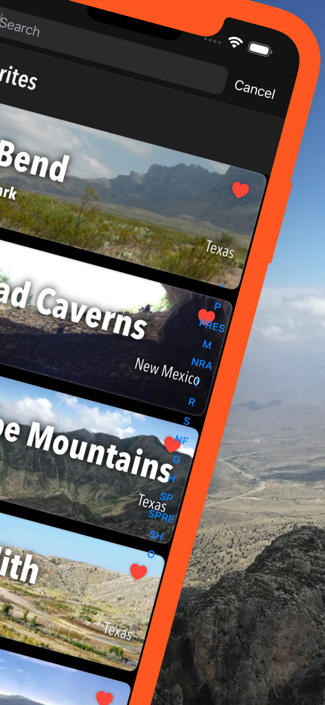 Texas Pocket Maps - A list of favorite parks and destinations within the Texas Pocket Maps mobile app.