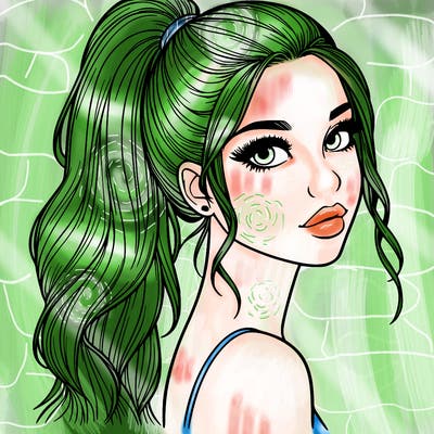 realistic pretty girl with high pony tail