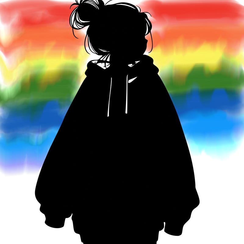 realistic girl with a oversized sweatshirt on and a bun