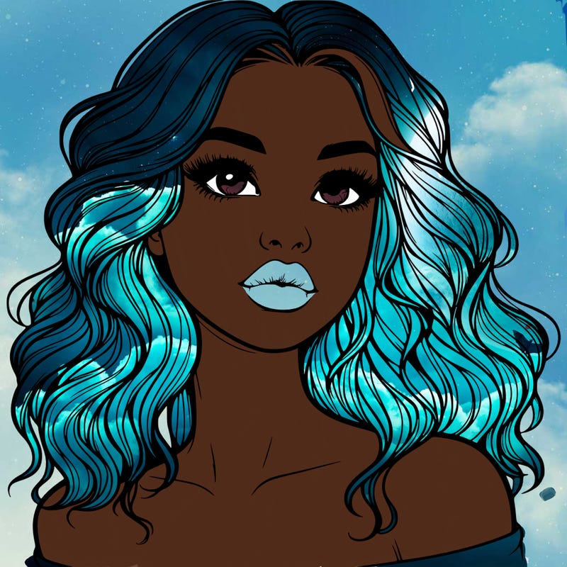 realistic girl with wavy hair and lips