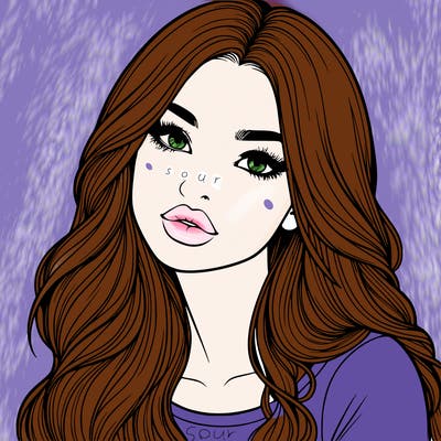 realistic girl with hair on her hair and lips