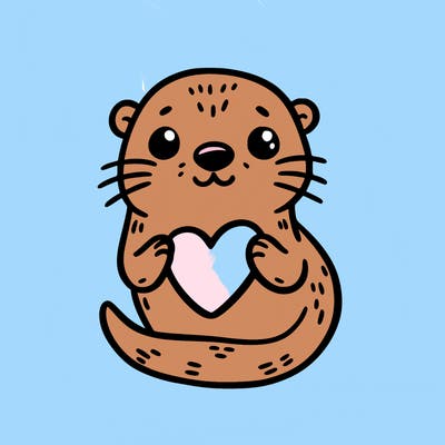 otter with a heart