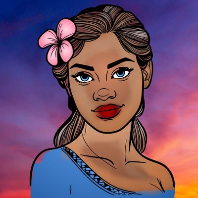 a realistic polynesian woman with a samoan pacific look and a taupou