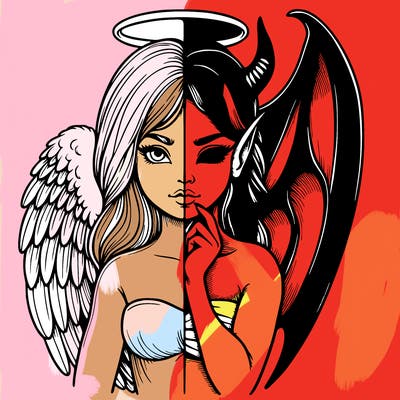 realistic angel half demon