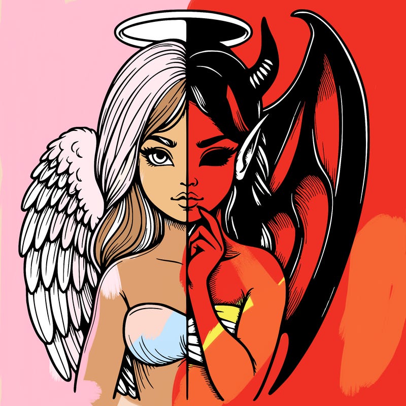 realistic angel half demon