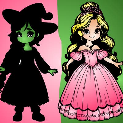 realistic witch and princess