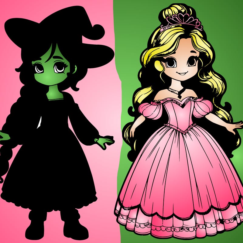 realistic witch and princess