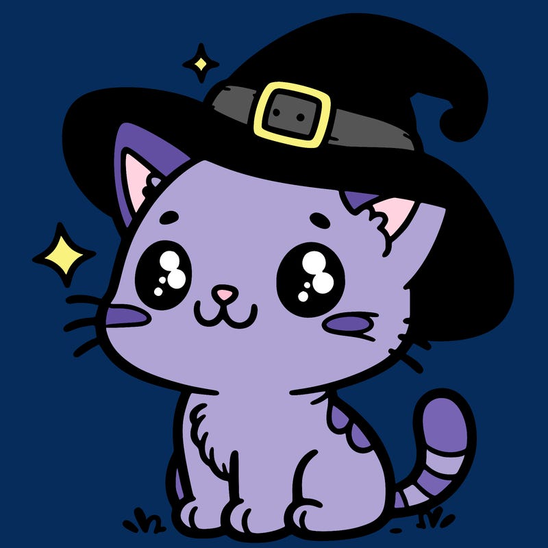 cute cat with witch hat