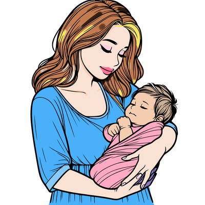 mother holding baby realistic