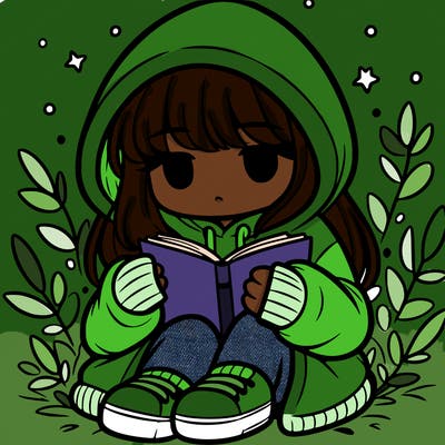 girl in oversized hoodie reading a book