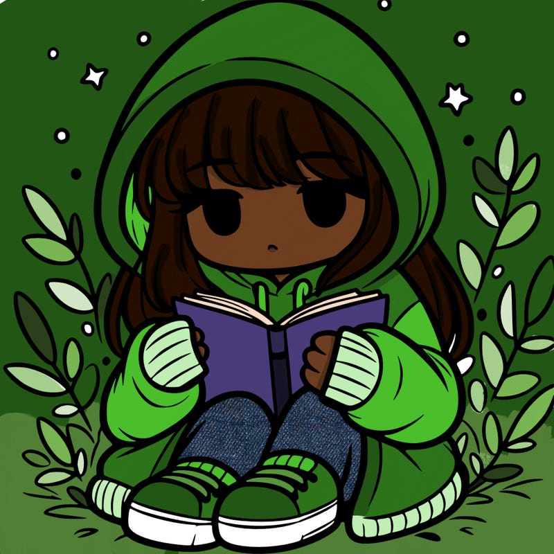 girl in oversized hoodie reading a book