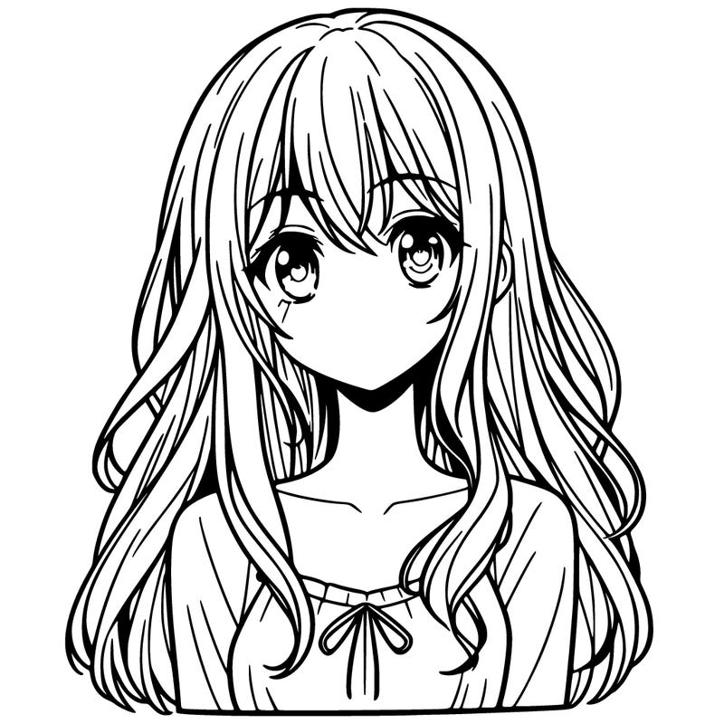 manga girl with long hair