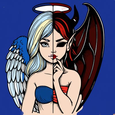 realistic angel half demon