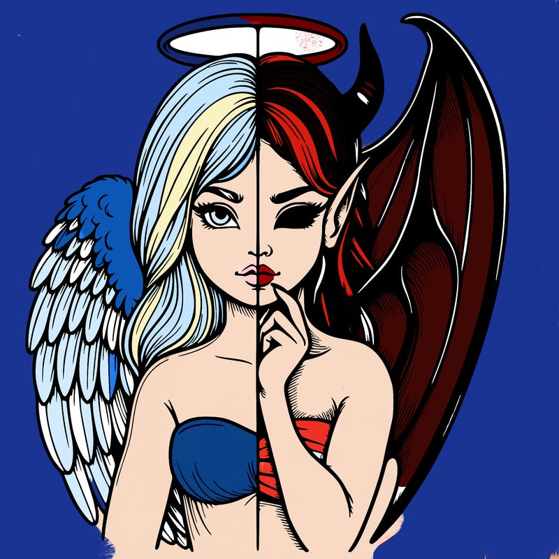 realistic angel half demon