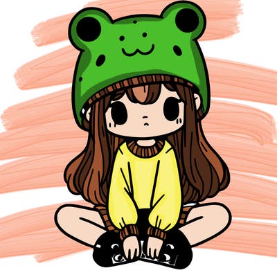 a girl wearing a frog hat and some frog socks