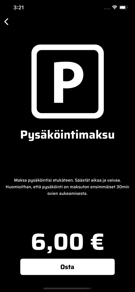 Parking payment interface for Gatorade Center in the HC TPS app