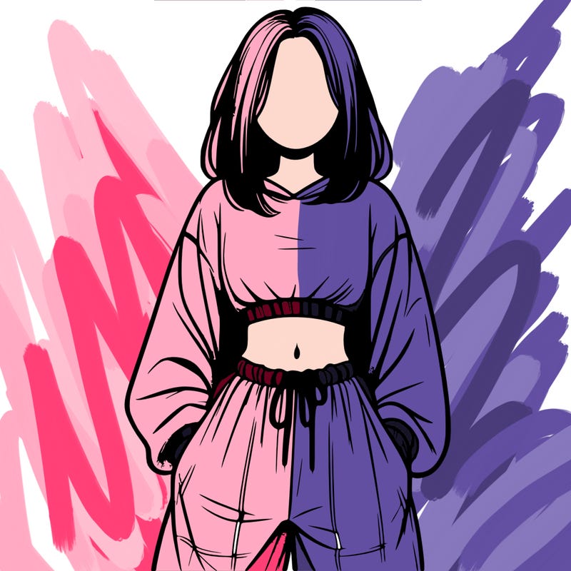 realistic girl faceless with baggy pants and a crop top