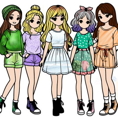 a group of five girls