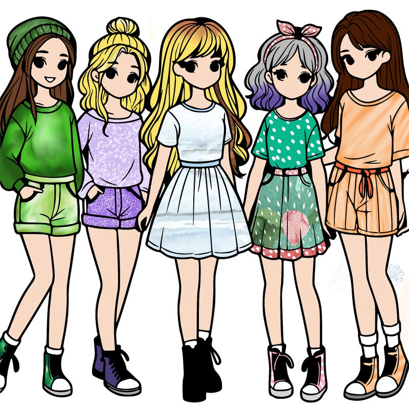 a group of five girls