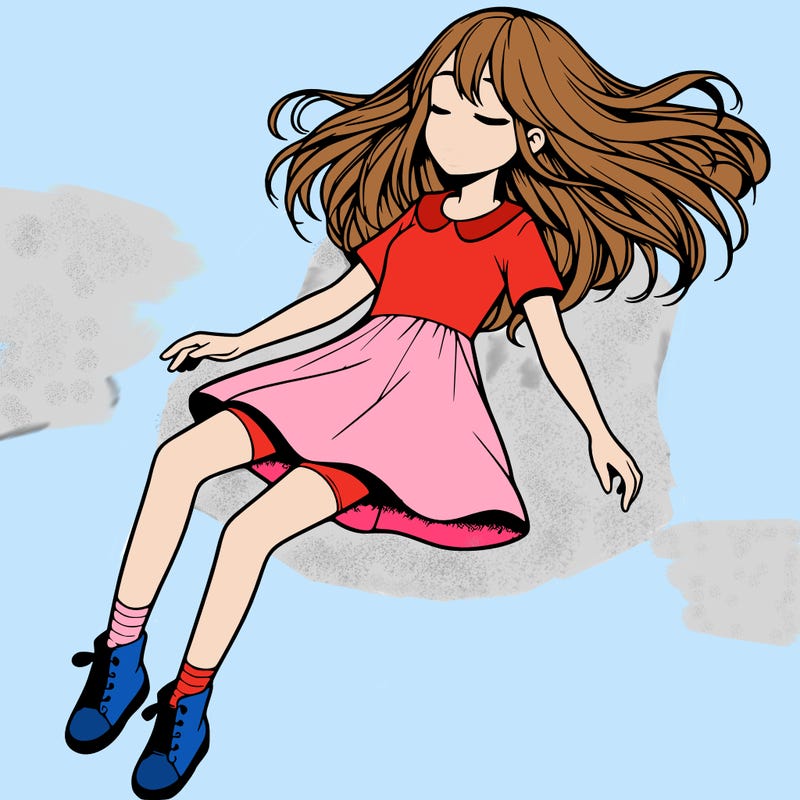 realistic girl floating