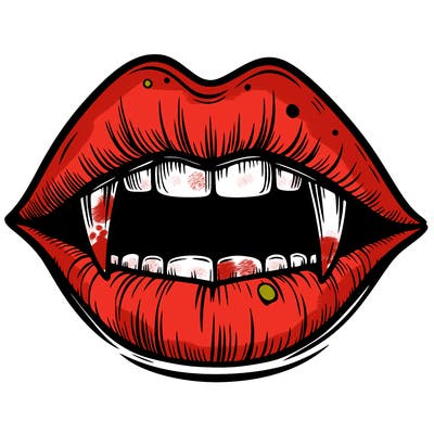 lips with vampire teeth