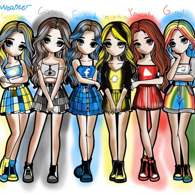 a group of girls realistic