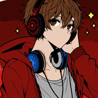 hot anime boy with headphones