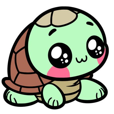 cute little animated turtle