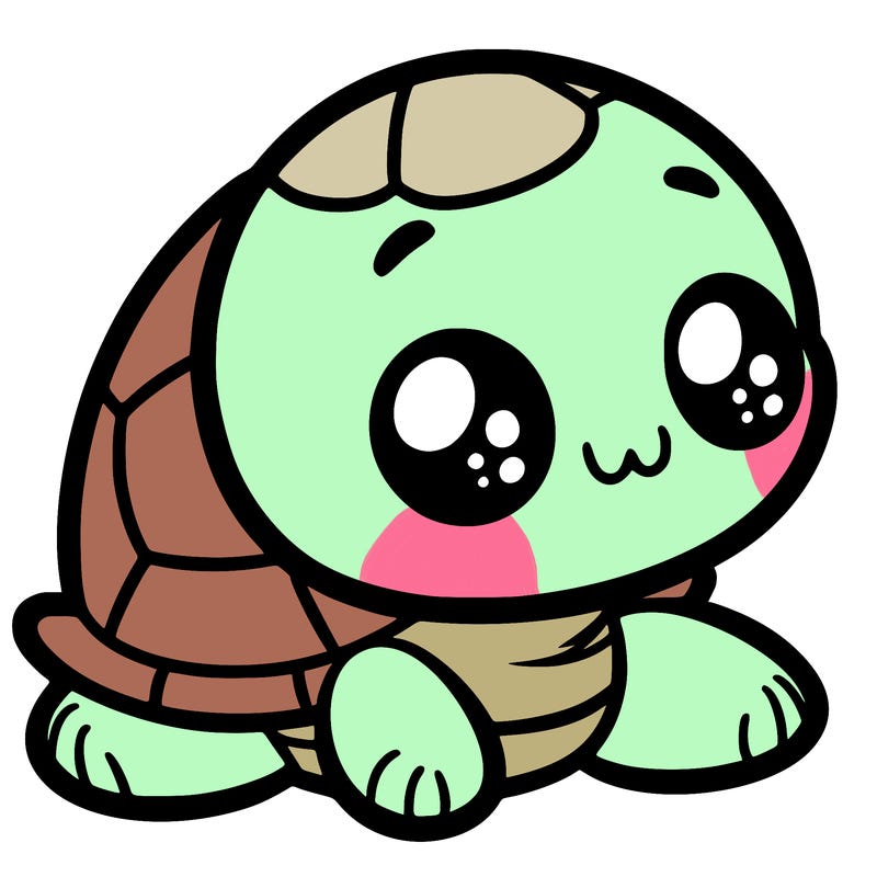 cute little animated turtle