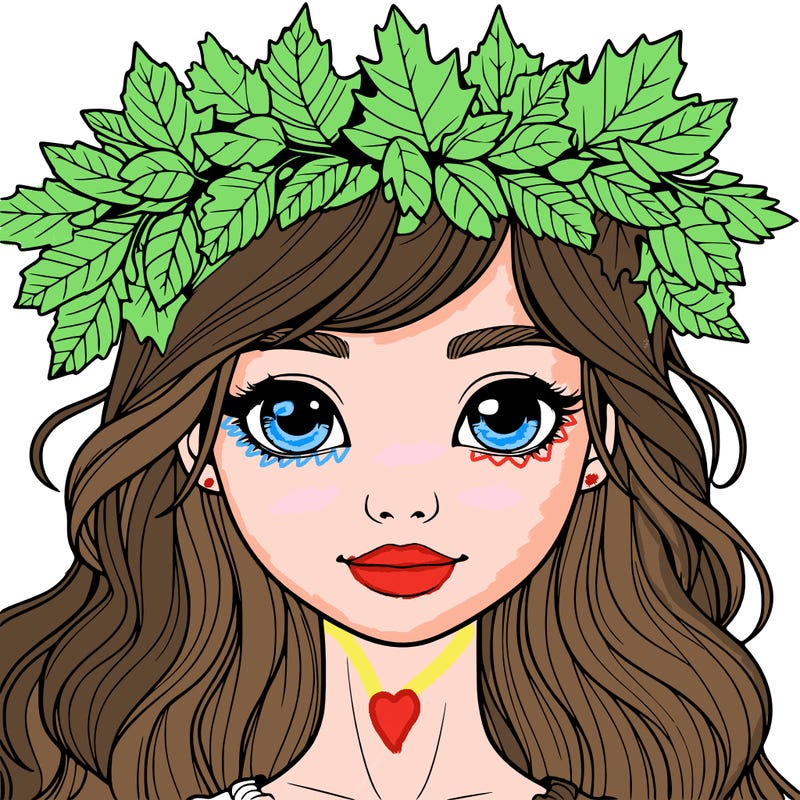 realistic girl with fall leaf crown