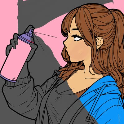 a realistic girl spray, painting