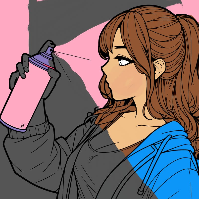 a realistic girl spray, painting