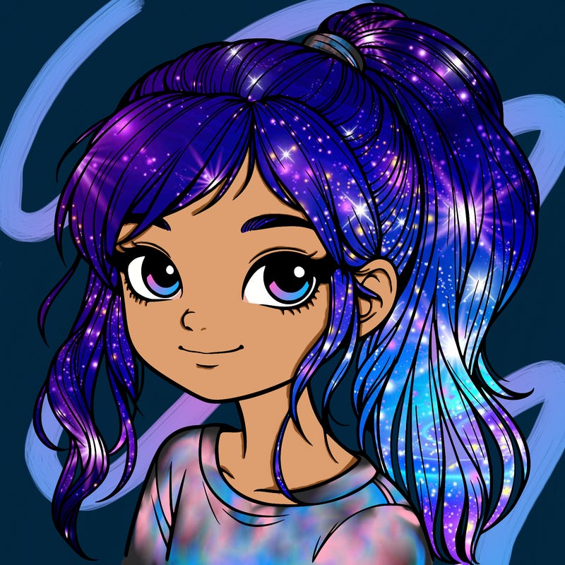 realistic girl with ponytail