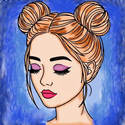 woman with hair buns