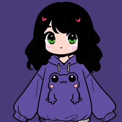 girl wearing frogging sweatshirt