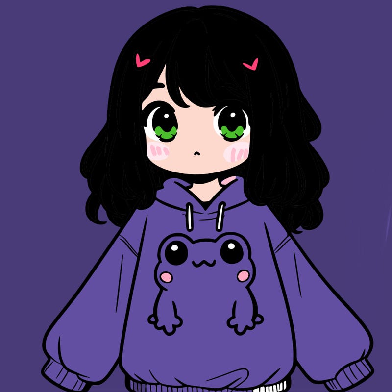 girl wearing frogging sweatshirt