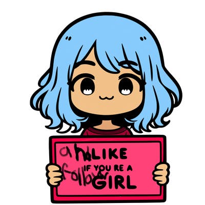 a cute girl holding a sign that says like if you’re a girl