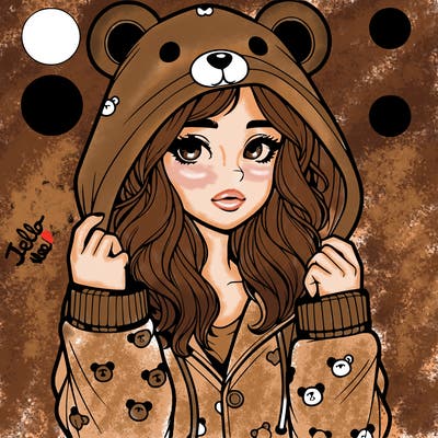 realistic girl in a animal pjs hoodie