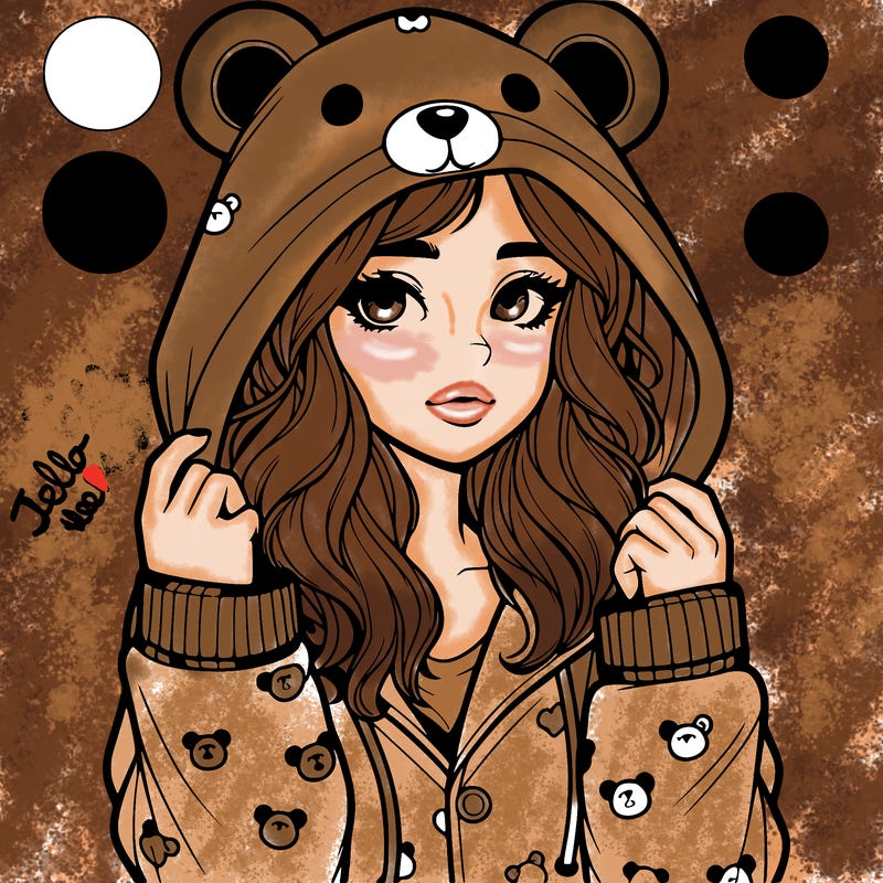 realistic girl in a animal pjs hoodie