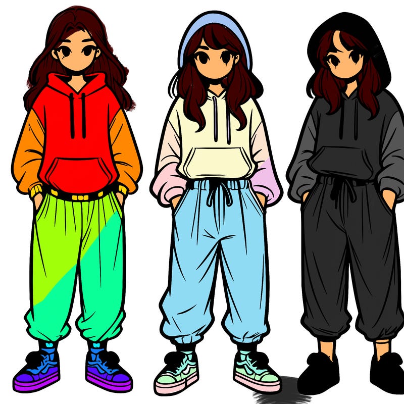teenager girl wearing baggy pants and hoodie