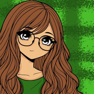 a realistic girl with glasses and long hair